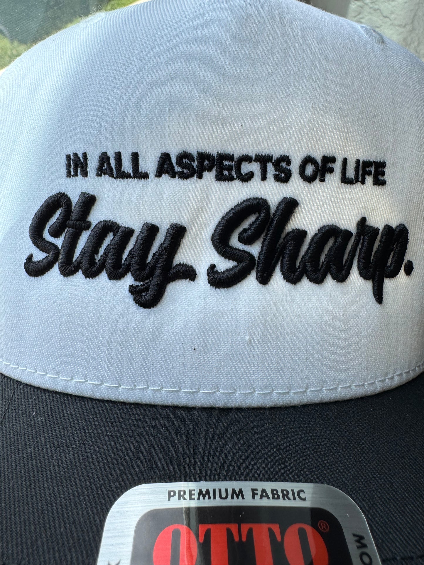 -Stay Sharp- White/Black Snapback