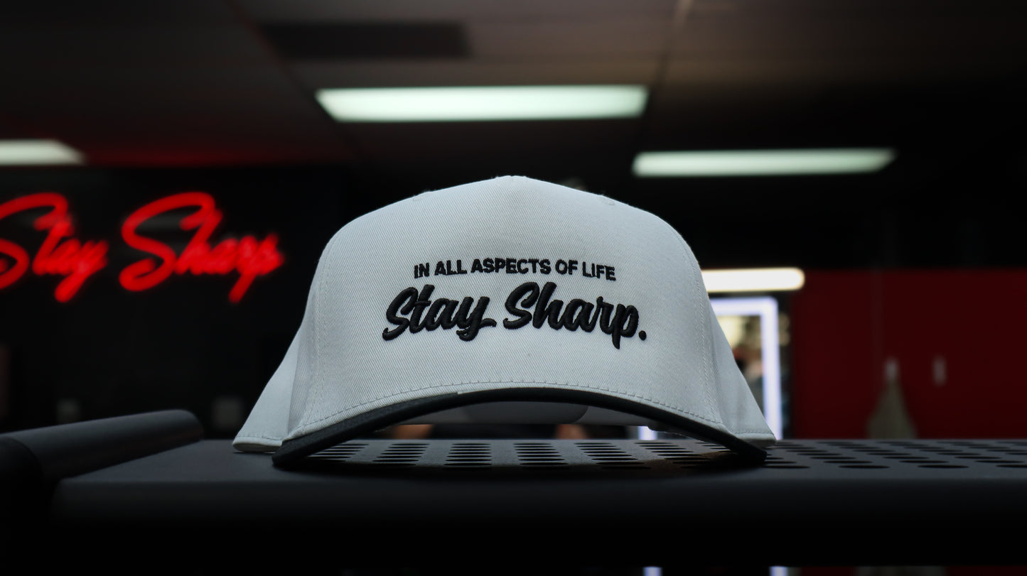 -Stay Sharp- White/Black Snapback