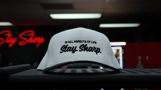 -Stay Sharp- White/Black Snapback