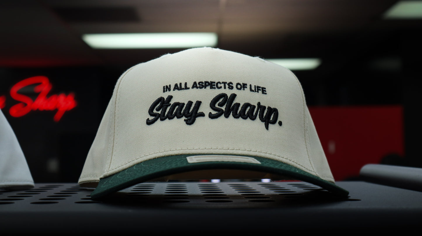 -Stay Sharp- Bone/Ivory Green Snapback